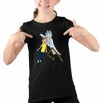 Fashion, accesorii si bijuterii - Copii - Imbracaminte copii - Tricouri copii - Tricou Copii Fete Rick and Morty Casca Ochii, negru, marime M Copii - Infinity.ro
