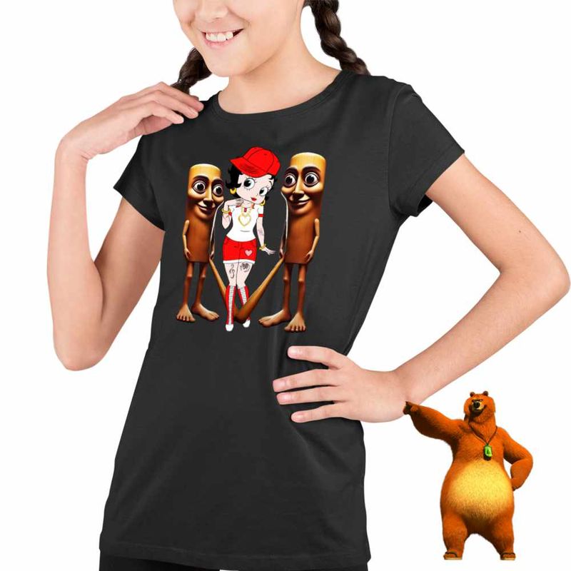Fashion, accesorii si bijuterii - Copii - Imbracaminte copii - Tricouri copii - Tricou Copii Fete Betty Boop Tung Sahur Italian Brainrot, negru, marime XL Copii - Infinity.ro
