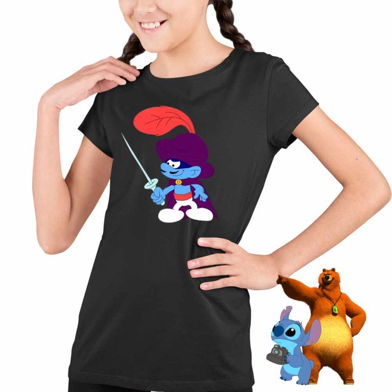 Fashion, accesorii si bijuterii - Copii - Imbracaminte copii - Tricouri copii - Tricou Copii Fete Strumfii Zorro Spadasin Spaniol CoolTrend, negru, marime XS Copii - Infinity.ro