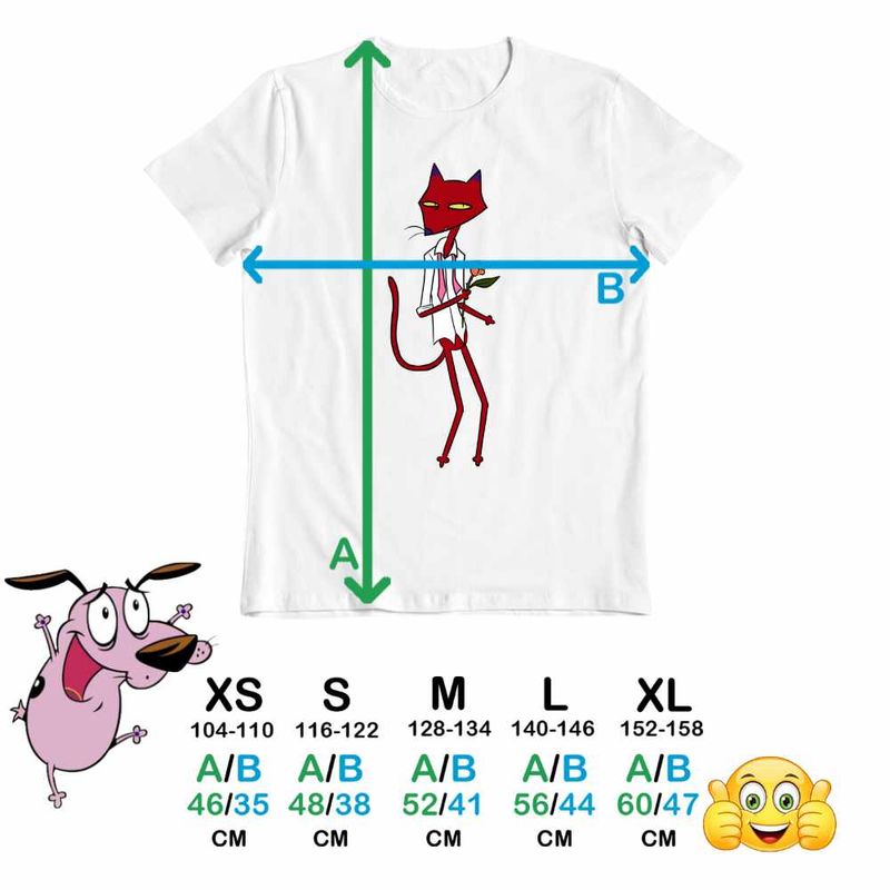 Fashion, accesorii si bijuterii - Copii - Imbracaminte copii - Tricouri copii - Tricou Copii Baieti Pisica Rosie Rea Curaj Cainele Fricos, alb, marime L Copii - Infinity.ro