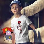 Fashion, accesorii si bijuterii - Copii - Imbracaminte copii - Tricouri copii - Tricou Copii Baieti Pisica Rosie Rea Curaj Cainele Fricos, alb, marime L Copii - Infinity.ro