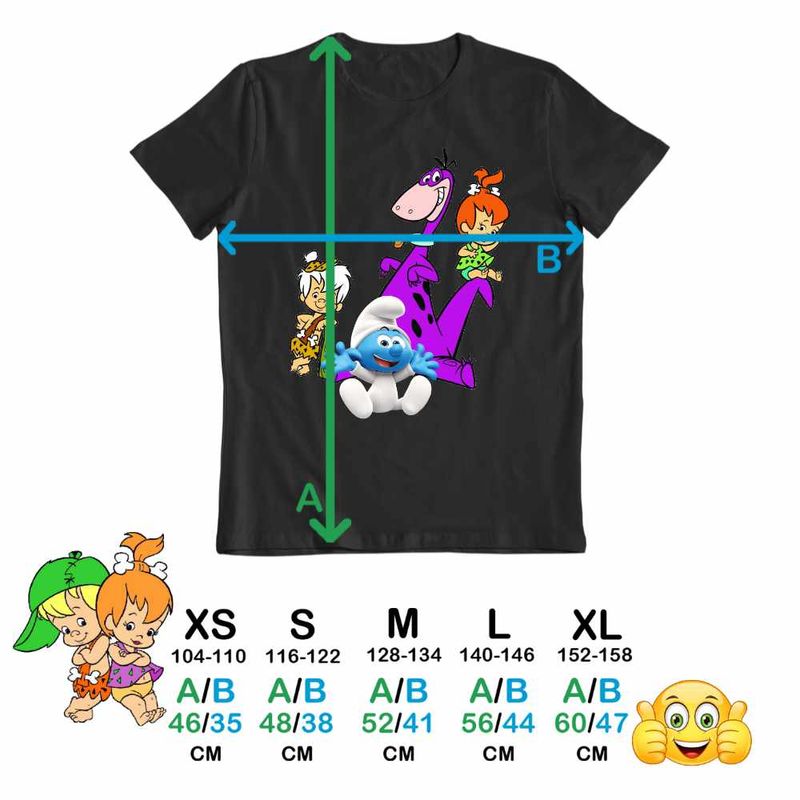 Fashion, accesorii si bijuterii - Copii - Imbracaminte copii - Tricouri copii - Tricou Copii Baieti Familia Flintstone Dino Bebe Strumf Pebbles Bamm Bamm, negru, marime L Copii - Infinity.ro