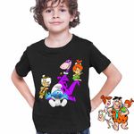 Fashion, accesorii si bijuterii - Copii - Imbracaminte copii - Tricouri copii - Tricou Copii Baieti Familia Flintstone Dino Bebe Strumf Pebbles Bamm Bamm, negru, marime L Copii - Infinity.ro