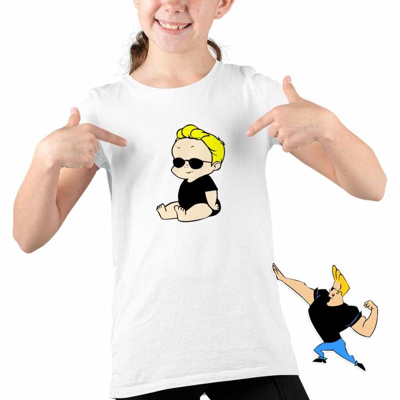Fashion, accesorii si bijuterii - Copii - Imbracaminte copii - Tricouri copii - Tricou Copii Fete Johnny Bravo Bebelus Blond Ochelari, alb, marime XS Copii - Infinity.ro