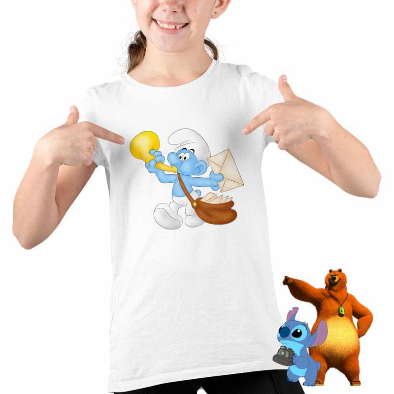 Fashion, accesorii si bijuterii - Copii - Imbracaminte copii - Tricouri copii - Tricou Copii Fete Strumf Postas CoolTrend, alb, marime L Copii - Infinity.ro