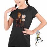 Fashion, accesorii si bijuterii - Copii - Imbracaminte copii - Tricouri copii - Tricou Copii Fete Rick and Morty Chewbacca Star Wars, negru, marime M Copii - Infinity.ro
