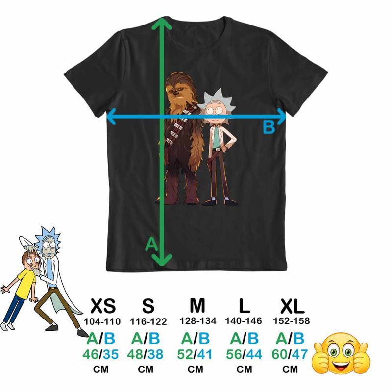 Fashion, accesorii si bijuterii - Copii - Imbracaminte copii - Tricouri copii - Tricou Copii Fete Rick and Morty Chewbacca Star Wars, negru, marime M Copii - Infinity.ro