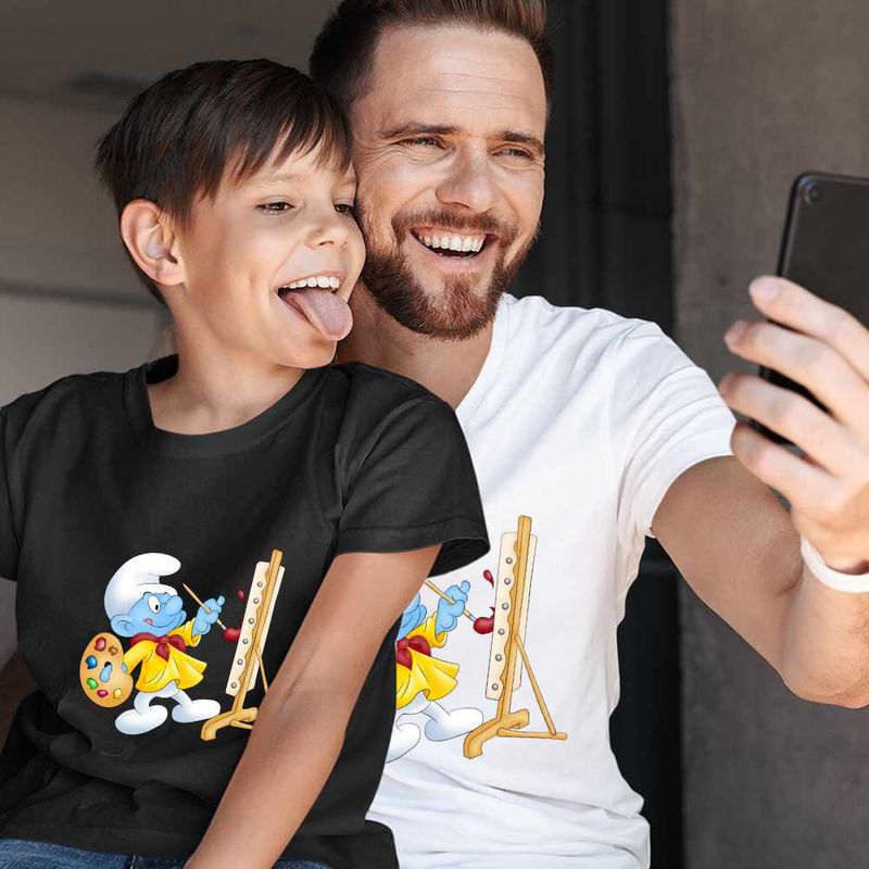 Fashion, accesorii si bijuterii - Copii - Imbracaminte copii - Tricouri copii - Tricou Copii Baieti Strumf Pictor CoolTrend, alb, marime S Copii - Infinity.ro