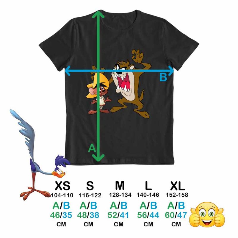 Fashion, accesorii si bijuterii - Copii - Imbracaminte copii - Tricouri copii - Tricou Copii Fete Speedy Gonzalez Taz Tasmanian Diavol, negru, marime XL Copii - Infinity.ro