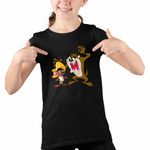 Fashion, accesorii si bijuterii - Copii - Imbracaminte copii - Tricouri copii - Tricou Copii Fete Speedy Gonzalez Taz Tasmanian Diavol, negru, marime XL Copii - Infinity.ro