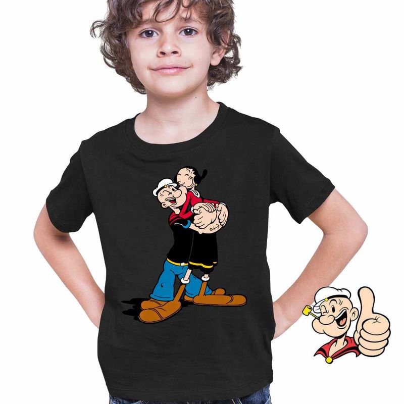 Fashion, accesorii si bijuterii - Copii - Imbracaminte copii - Tricouri copii - Tricou Copii Baieti Popeye Marinarul Olive Dans Valentines, negru, marime S Copii - Infinity.ro