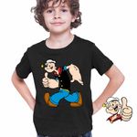 Fashion, accesorii si bijuterii - Copii - Imbracaminte copii - Tricouri copii - Tricou Copii Baieti Popeye Marinarul Capitan Vas Vapor, negru, marime S Copii - Infinity.ro
