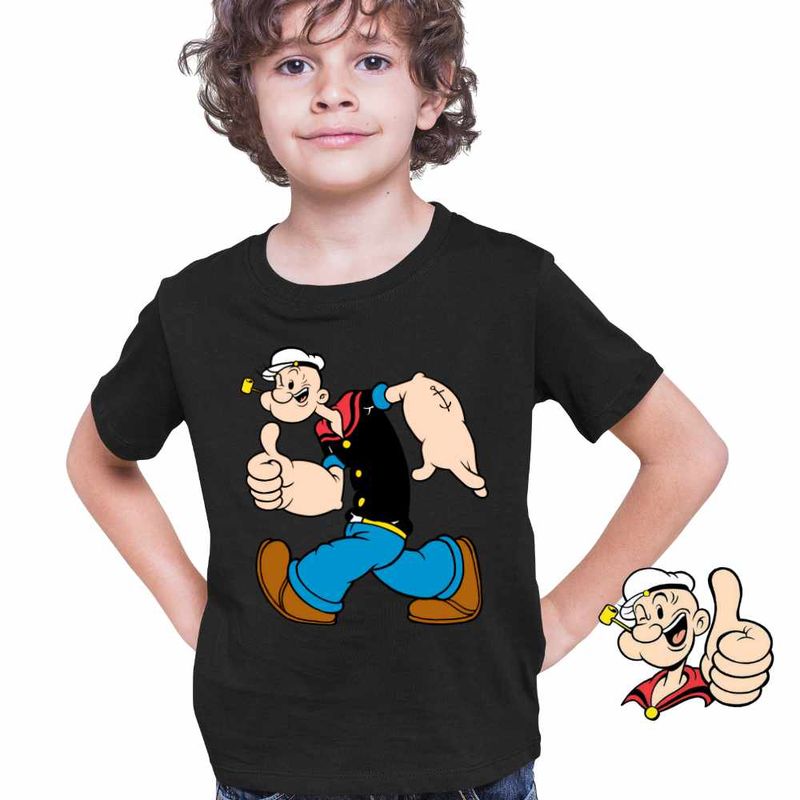 Fashion, accesorii si bijuterii - Copii - Imbracaminte copii - Tricouri copii - Tricou Copii Baieti Popeye Marinarul Capitan Vas Vapor, negru, marime S Copii - Infinity.ro