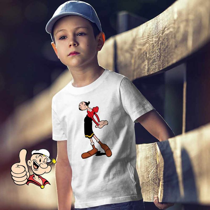 Fashion, accesorii si bijuterii - Copii - Imbracaminte copii - Tricouri copii - Tricou Copii Baieti Olive Popeye Marinarul Sotie, alb, marime XS Copii - Infinity.ro