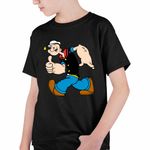 Fashion, accesorii si bijuterii - Copii - Imbracaminte copii - Tricouri copii - Tricou Copii Baieti Popeye Marinarul Capitan Vas Vapor, negru, marime S Copii - Infinity.ro