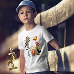 Fashion, accesorii si bijuterii - Copii - Imbracaminte copii - Tricouri copii - Tricou Copii Baieti Bugs Bunny Coiotul Foghorn Daffy Looney Tunes, alb, marime L Copii - Infinity.ro
