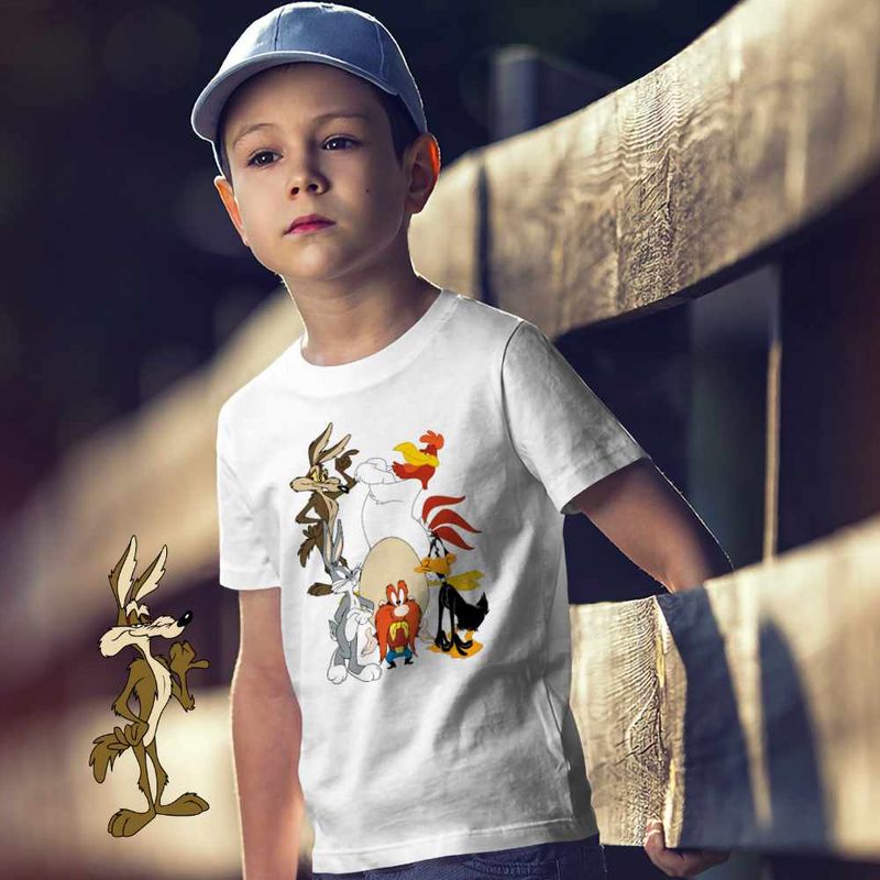Fashion, accesorii si bijuterii - Copii - Imbracaminte copii - Tricouri copii - Tricou Copii Baieti Bugs Bunny Coiotul Foghorn Daffy Looney Tunes, alb, marime L Copii - Infinity.ro