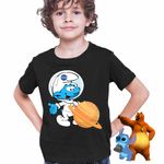 Fashion, accesorii si bijuterii - Copii - Imbracaminte copii - Tricouri copii - Tricou Copii Baieti Strumfii Astronaut Saturn Nasa CoolTrend, negru, marime L Copii - Infinity.ro