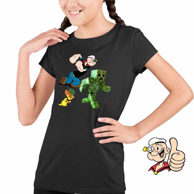 Fashion, accesorii si bijuterii - Copii - Imbracaminte copii - Tricouri copii - Tricou Copii Fete Popeye Marinarul Tom Jerry Creeper Minecraft, negru, marime XL Copii - Infinity.ro