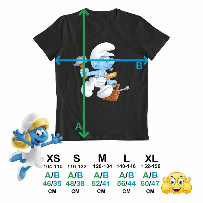 Fashion, accesorii si bijuterii - Copii - Imbracaminte copii - Tricouri copii - Tricou Copii Fete Strumfii Tamplar Meserias Dulgher CoolTrend, negru, marime XL Copii - Infinity.ro