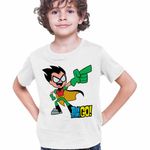 Fashion, accesorii si bijuterii - Copii - Imbracaminte copii - Tricouri copii - Tricou Copii Baieti Robin Haideti Tineri Titani CoolTrend, alb, marime XS Copii - Infinity.ro