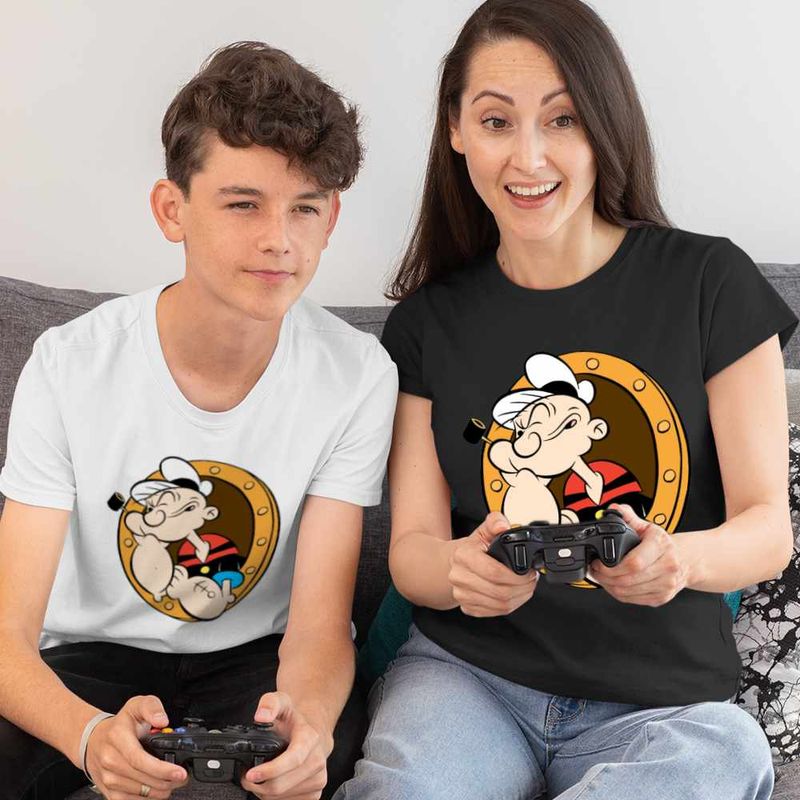 Fashion, accesorii si bijuterii - Copii - Imbracaminte copii - Tricouri copii - Tricou Copii Baieti Popeye Marinarul Geam Vapor Comandant, negru, marime L Copii - Infinity.ro