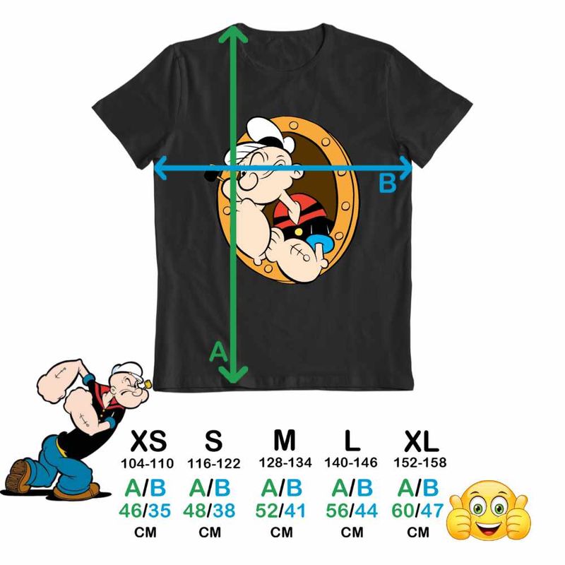 Fashion, accesorii si bijuterii - Copii - Imbracaminte copii - Tricouri copii - Tricou Copii Baieti Popeye Marinarul Geam Vapor Comandant, negru, marime L Copii - Infinity.ro