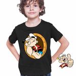 Fashion, accesorii si bijuterii - Copii - Imbracaminte copii - Tricouri copii - Tricou Copii Baieti Popeye Marinarul Geam Vapor Comandant, negru, marime L Copii - Infinity.ro