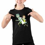 Fashion, accesorii si bijuterii - Copii - Imbracaminte copii - Tricouri copii - Tricou Copii Fete Rick and Morty Fanart Aventuri, negru, marime M Copii - Infinity.ro