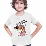 Fashion, accesorii si bijuterii - Copii - Imbracaminte copii - Tricouri copii - Tricou Copii Baieti Courage the Cowardly Dog Beagle Catel Speriat, alb, marime L Copii - Infinity.ro