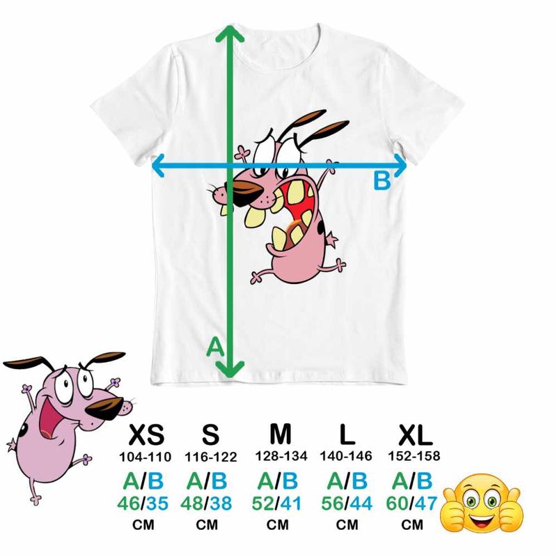 Fashion, accesorii si bijuterii - Copii - Imbracaminte copii - Tricouri copii - Tricou Copii Baieti Courage the Cowardly Dog Beagle Catel Speriat, alb, marime L Copii - Infinity.ro