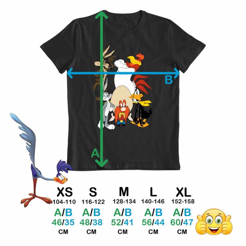 Fashion, accesorii si bijuterii - Copii - Imbracaminte copii - Tricouri copii - Tricou Copii Fete Bugs Bunny Coiotul Foghorn Daffy Looney Tunes, negru, marime XL Copii - Infinity.ro