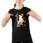 Fashion, accesorii si bijuterii - Copii - Imbracaminte copii - Tricouri copii - Tricou Copii Fete Bugs Bunny Coiotul Foghorn Daffy Looney Tunes, negru, marime XL Copii - Infinity.ro