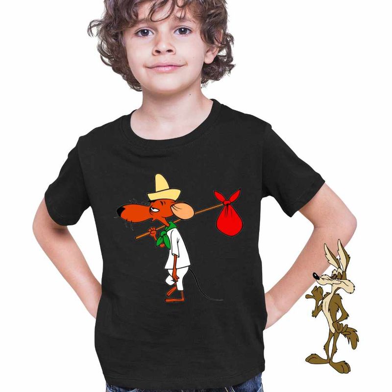 Fashion, accesorii si bijuterii - Copii - Imbracaminte copii - Tricouri copii - Tricou Copii Baieti Slowpoke Rodriguez Speedy Gonzales Looney, negru, marime S Copii - Infinity.ro