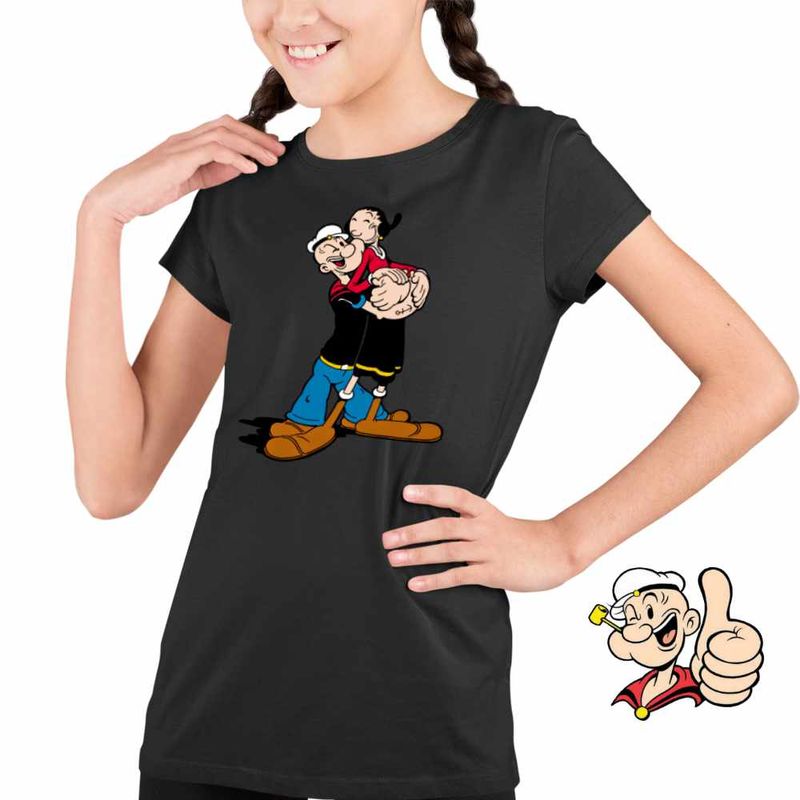Fashion, accesorii si bijuterii - Copii - Imbracaminte copii - Tricouri copii - Tricou Copii Fete Popeye Marinarul Olive Dans Valentines, negru, marime XS Copii - Infinity.ro