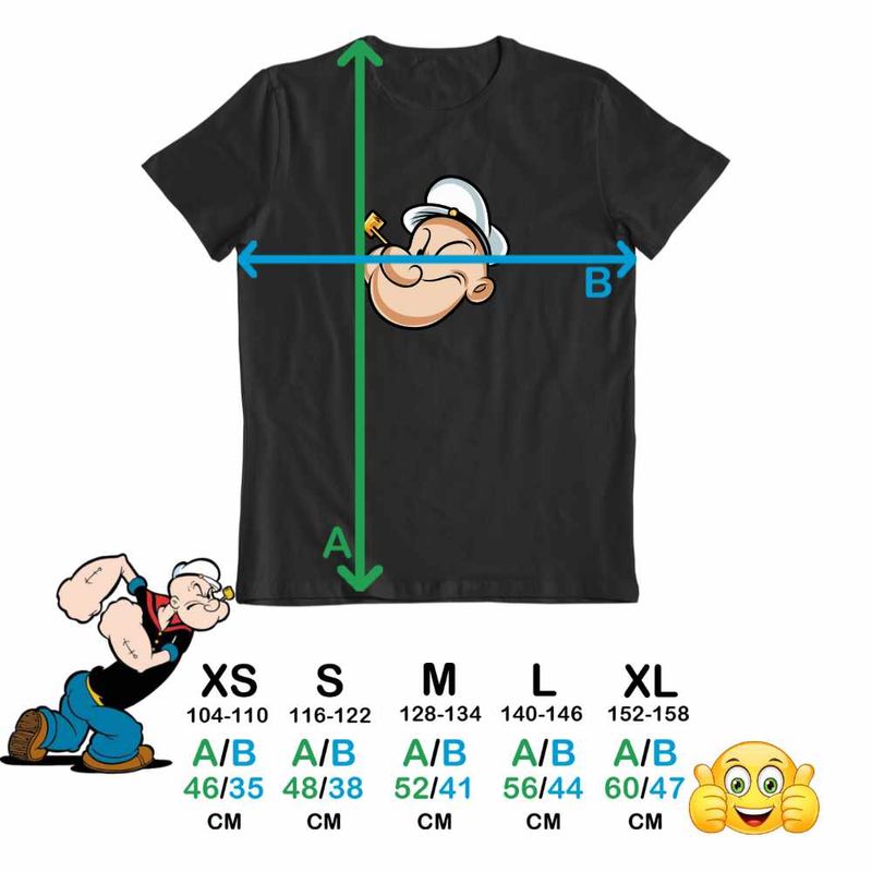 Fashion, accesorii si bijuterii - Copii - Imbracaminte copii - Tricouri copii - Tricou Copii Baieti Popeye Marinarul Pescar Pipa Barcagiu, negru, marime S Copii - Infinity.ro