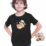 Fashion, accesorii si bijuterii - Copii - Imbracaminte copii - Tricouri copii - Tricou Copii Baieti Popeye Marinarul Pescar Pipa Barcagiu, negru, marime S Copii - Infinity.ro