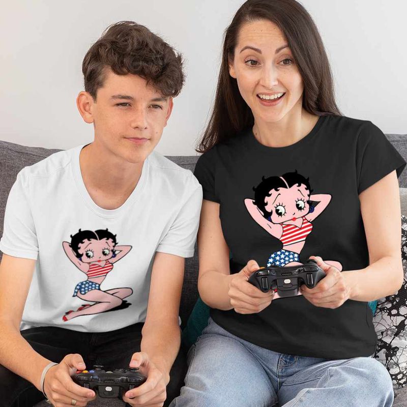 Fashion, accesorii si bijuterii - Copii - Imbracaminte copii - Tricouri copii - Tricou Copii Baieti Betty Boop America SUA, negru, marime M Copii - Infinity.ro