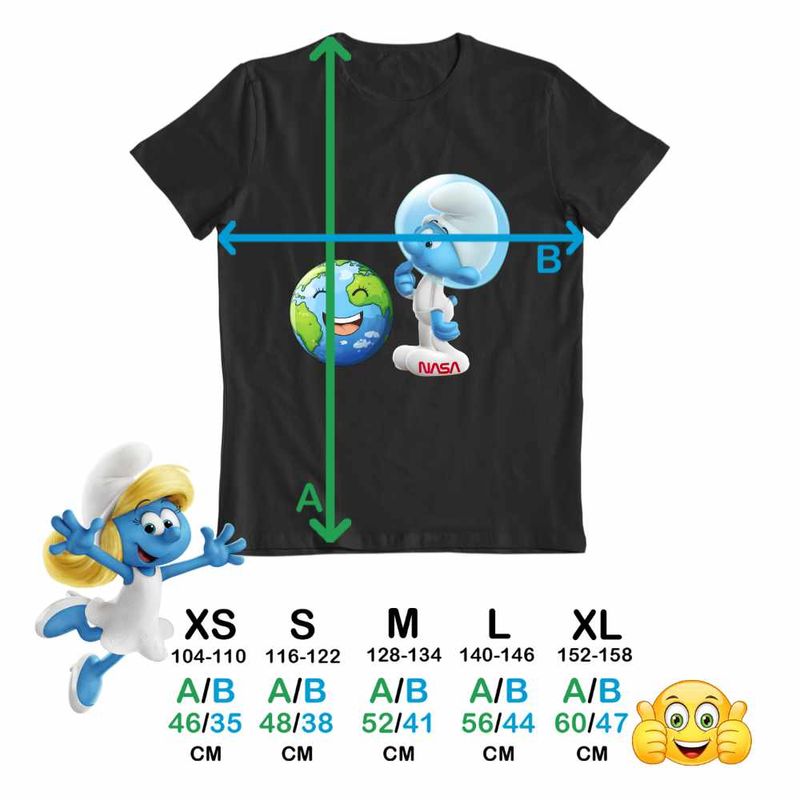 Fashion, accesorii si bijuterii - Copii - Imbracaminte copii - Tricouri copii - Tricou Copii Baieti Strumfii Astronautul Spatiu CoolTrend, negru, marime XS Copii - Infinity.ro