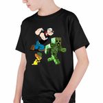 Fashion, accesorii si bijuterii - Copii - Imbracaminte copii - Tricouri copii - Tricou Copii Baieti Popeye Marinarul Tom Jerry Creeper Minecraft, negru, marime L Copii - Infinity.ro