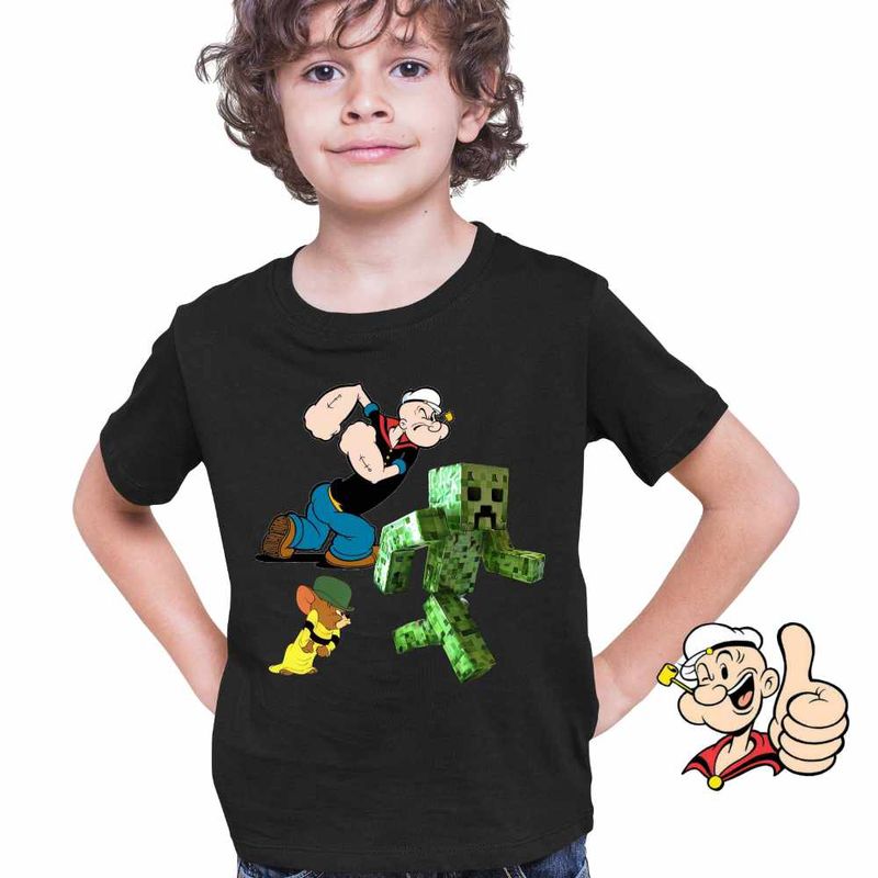 Fashion, accesorii si bijuterii - Copii - Imbracaminte copii - Tricouri copii - Tricou Copii Baieti Popeye Marinarul Tom Jerry Creeper Minecraft, negru, marime L Copii - Infinity.ro