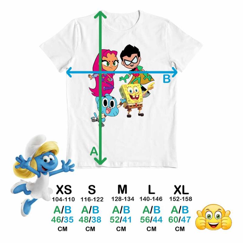 Fashion, accesorii si bijuterii - Copii - Imbracaminte copii - Tricouri copii - Tricou Copii Fete Tineri Titani Gumball SpongeBob Robin Starfire CoolTrend, alb, marime XL Copii - Infinity.ro