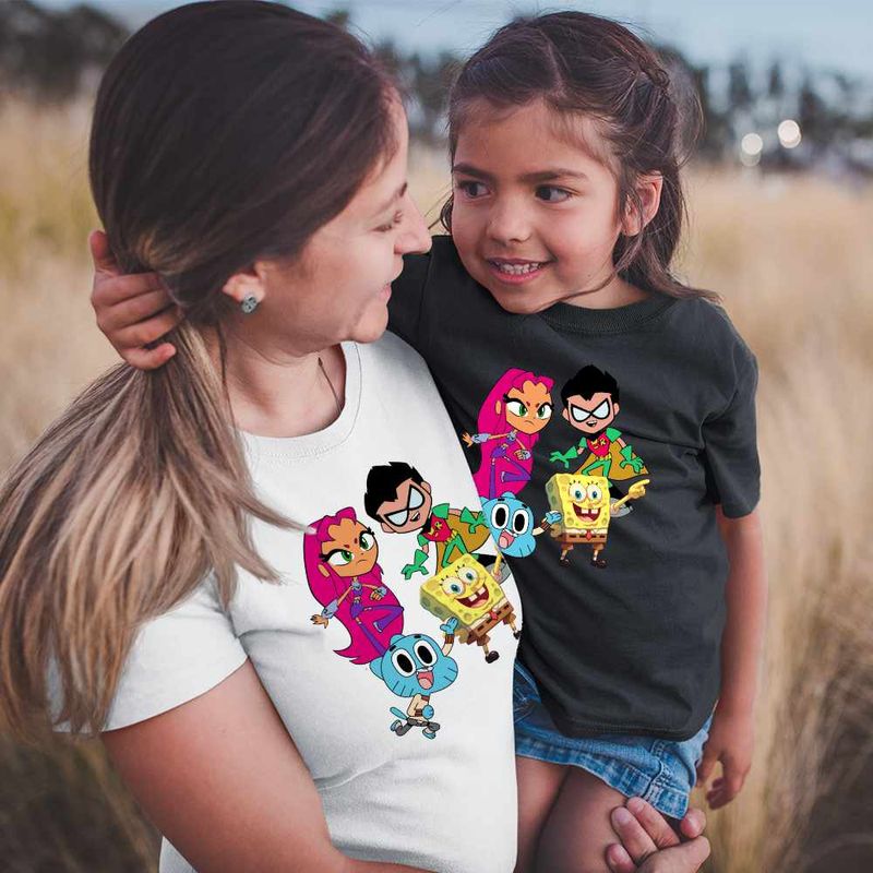 Fashion, accesorii si bijuterii - Copii - Imbracaminte copii - Tricouri copii - Tricou Copii Fete Tineri Titani Gumball SpongeBob Robin Starfire CoolTrend, alb, marime XL Copii - Infinity.ro
