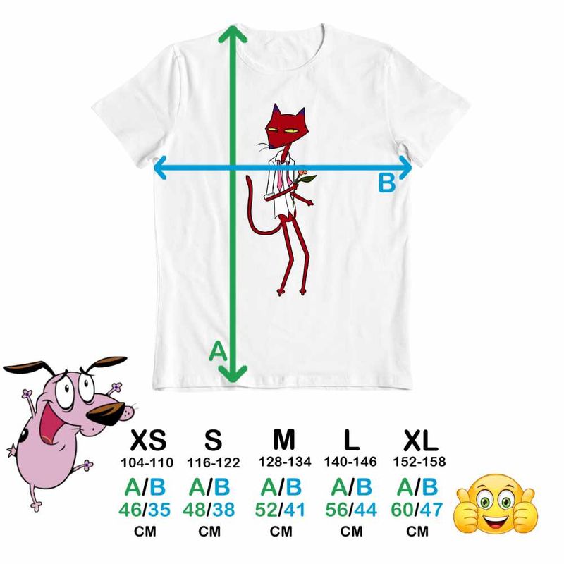 Fashion, accesorii si bijuterii - Copii - Imbracaminte copii - Tricouri copii - Tricou Copii Fete Pisica Rosie Rea Curaj Cainele Fricos, alb, marime L Copii - Infinity.ro