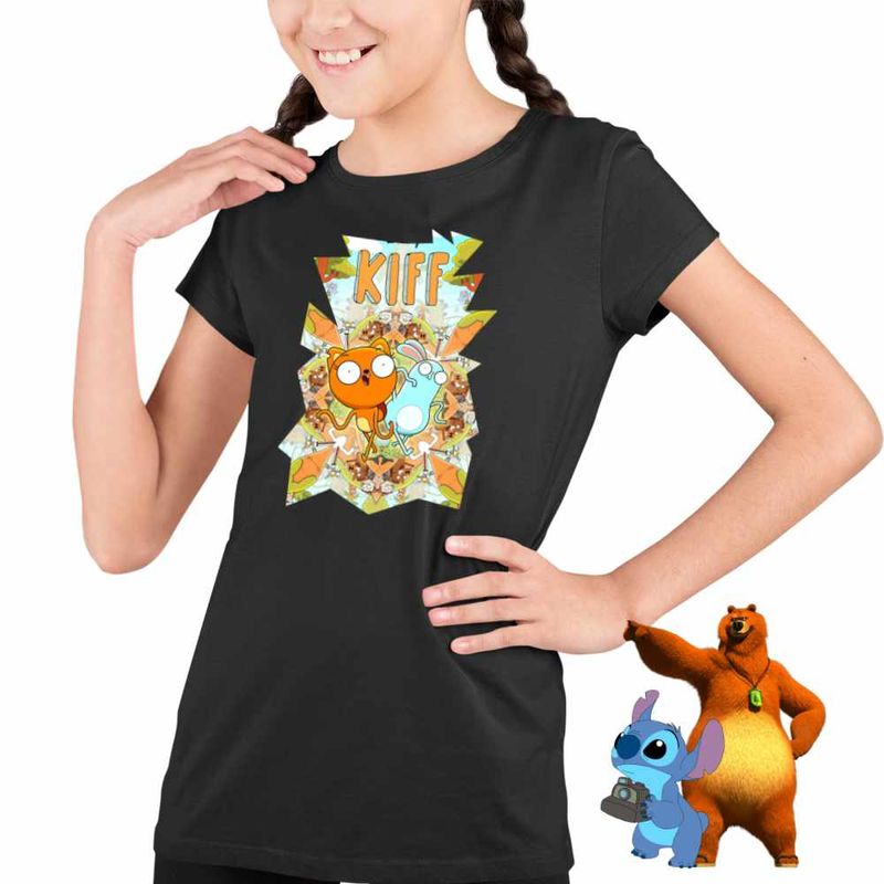 Fashion, accesorii si bijuterii - Copii - Imbracaminte copii - Tricouri copii - Tricou Copii Fete Kiff Actiune Veverita CoolTrend, negru, marime XS Copii - Infinity.ro