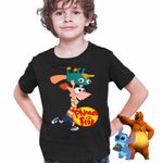 Fashion, accesorii si bijuterii - Copii - Imbracaminte copii - Tricouri copii - Tricou Copii Baieti Phineas si Ferb Dublat Perry Alearga CoolTrend, negru, marime S Copii - Infinity.ro