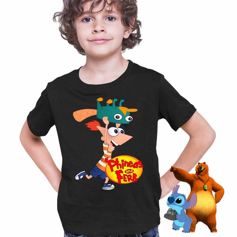 Fashion, accesorii si bijuterii - Copii - Imbracaminte copii - Tricouri copii - Tricou Copii Baieti Phineas si Ferb Dublat Perry Alearga CoolTrend, negru, marime S Copii - Infinity.ro