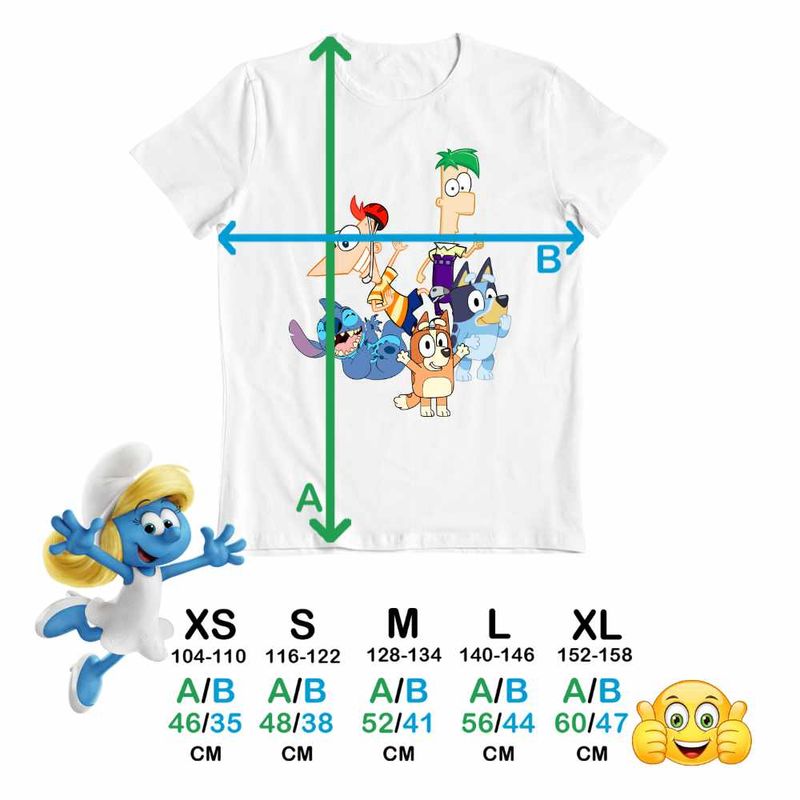Fashion, accesorii si bijuterii - Copii - Imbracaminte copii - Tricouri copii - Tricou Copii Baieti Phineas Ferb Stitch Bluey Bingo Blue CoolTrend, alb, marime L Copii - Infinity.ro