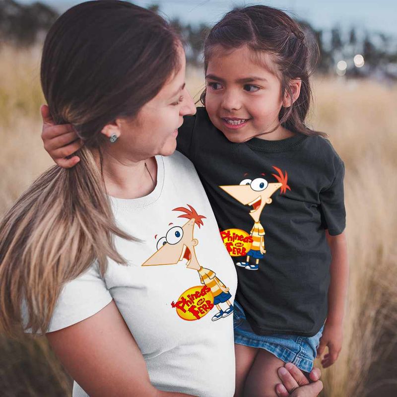 Fashion, accesorii si bijuterii - Copii - Imbracaminte copii - Tricouri copii - Tricou Copii Fete Phineas and Ferb Desene CoolTrend, alb, marime M Copii - Infinity.ro