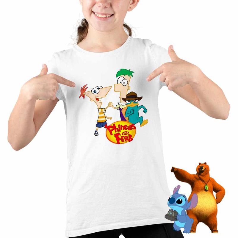 Fashion, accesorii si bijuterii - Copii - Imbracaminte copii - Tricouri copii - Tricou Copii Fete Phineas Ferb Perry Pineas Fineas CoolTrend, alb, marime S Copii - Infinity.ro